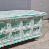 Handmade Indian Hand Carved Solid Hard Wood Old Door Blanket Box 140x45x45cm